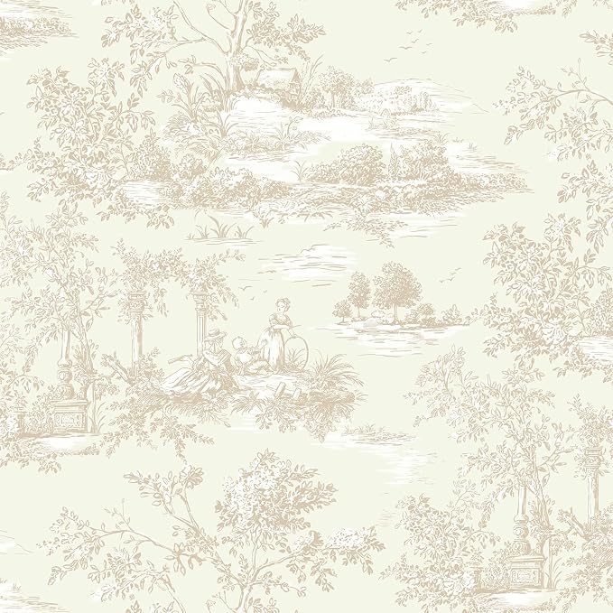 Toduso Peel and Stick Wallpaper Vintage Beige and Cream Neutral Wallpaper Toile Removable Self-Adhesive Waterproof Tree Contact Paper for Bedroom Living Room Cabinets Thicken Vinyl 17.3''x196.8'' by Toduso