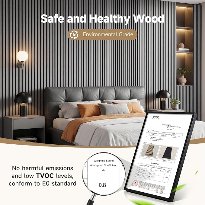 INMOZATA Wood Panels for Wall Acoustic Wood Slat Wall Panels Gray | 3D Fluted, Soundproof Wall Paneling for Interior Accent Wall Decor Living Room Bedroom & Office, 4 Pack 94.5" x 7.9" 21 ft² - Image 2
