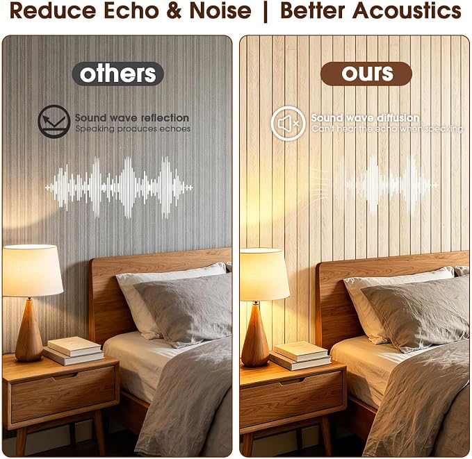 3D Peel and Stick Wall Panels PVC Grille Slat 197"x15.8" Self-Adhesive Wall Sticker Soundproof Paneling for Walls and Ceiling in Faux Herringbone Oak Texture - Image 4