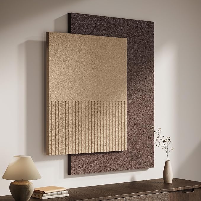 Large Brown 3D Textured Wall Art, Minimalist Neutral Artworks for Walls | Sandstone Textured Paintings, Minimalist Scuplture Design, Dark Brown Tones, Living Room Bedroom Dining Room Office Decor by Cuspin