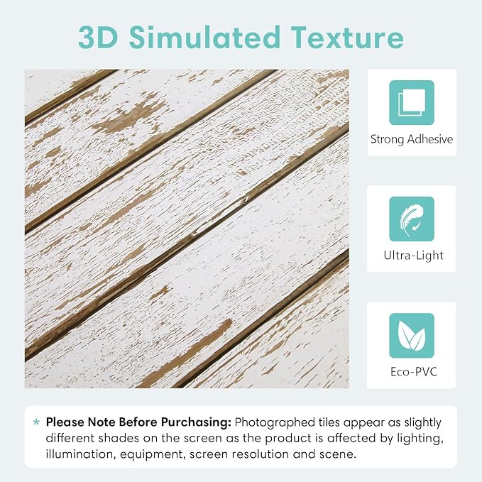 Commomy Faux Wood 3D Peel and Stick Tiles - 10 Pcs 11.8"x11.8" | Peel and Stick Wood Tiles Ultralight PVC Wall Paneling for Bedroom, Bathroom, Kitchen Backsplash, Farmhouse Interior Decor - Image 3