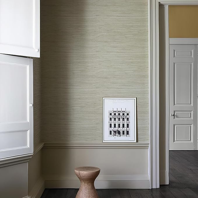 HueBurst Grasscloth Peel and Stick Wallpaper 17.3" x 197" Renter Friendly, Cream Textured Grassweave Wallpaper Self Adhesive Removable for Bathroom Bedroom - Image 6