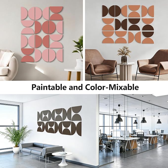 Half Circles 3D Wall Panels, Wall Decor Accents, Geometric Art, Large Wall Art, Landscape Home Decoration Modern and Minimalist For living Room,Bedroom, Office-24-Pack Panel Kit (White-24 PACK) - Image 9