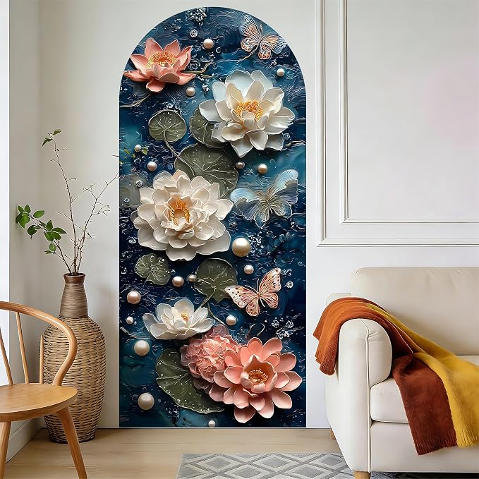 Arch Wall Decals Peel and Stick, Large Wall Stickers, Removable Home Decor Art Wallpaper for Bedroom Living Room 71'' × 31.7'' (Flower -D) - Image 6