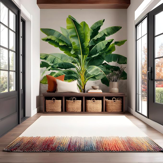 ASJ Tropical Peel and Stick Wallpaper Mural, Vintage Banana Tree Green | Seamless edge-to-edge match. Botanical illustration artwork, 157x98 in, premium fabric, bedroom living room decor. - Image 3