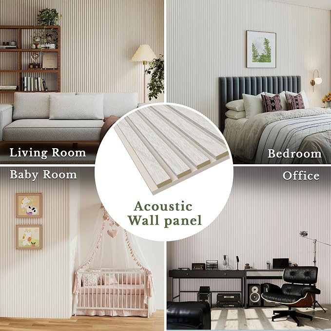 MISSDAY Wood Slat Acoustic Wall Panels, 7 Packs 3.9" x 4.7" Sample Pack Soundproof Panel For Interior Wall Decor Noise Absorbing-3D Textured Wooden Panel Peel and Sound-Absorbing, Office, Studio - Image 5