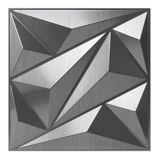 Art3dwallpanels 33 Pack 3D Wall Panel Diamond for Interior Wall Décor, PVC Textured Wall Panels, 12''x12'' Cover 32.Sq.Ft. Silver by Art3dwallpanels