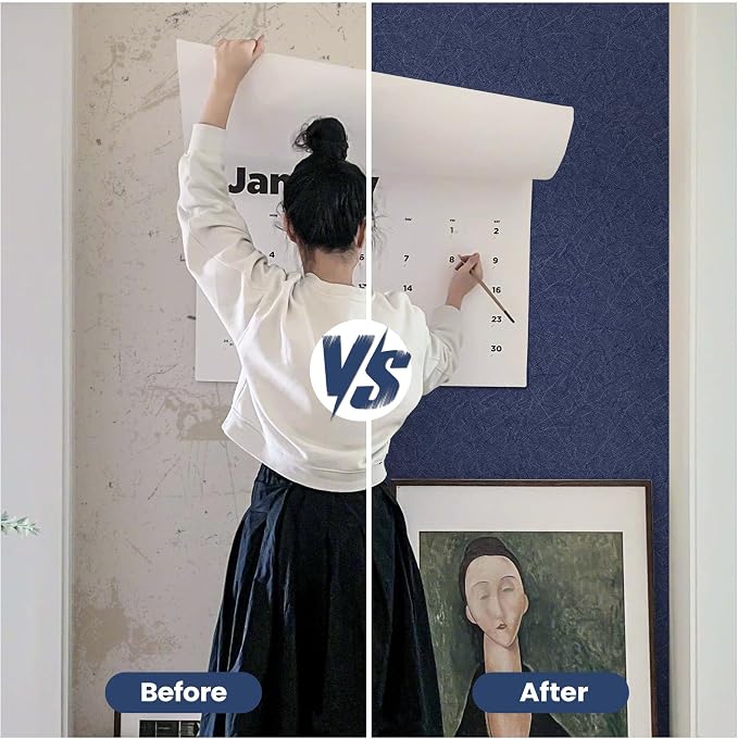 Dark Blue Peel and Stick Wallpaper Removable Self Adhesive Contact Paper | 15.7" x 196.8" Waterproof Silk Boys Wall Covering Poster Board Kitchen Countertop Vinyl Wrap for Bathroom Cabinet - Image 3