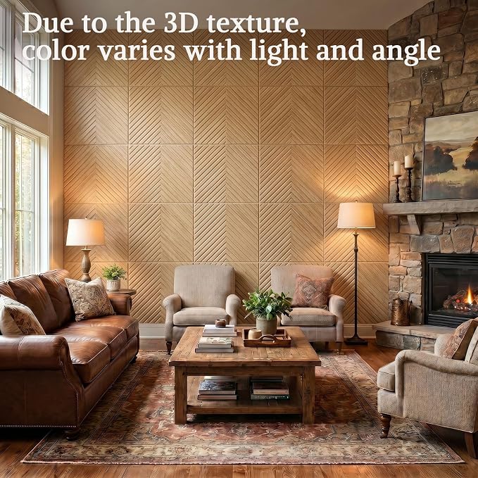 Acoustic Wall Panels, 8 Piece 23.62" X 23.62" Peel and Stick Wall Panels | High-Density Polyester Fiber Self Adhesive Soundproofing for Interior Wall Décor, Timber Vee Herringbone - Image 6