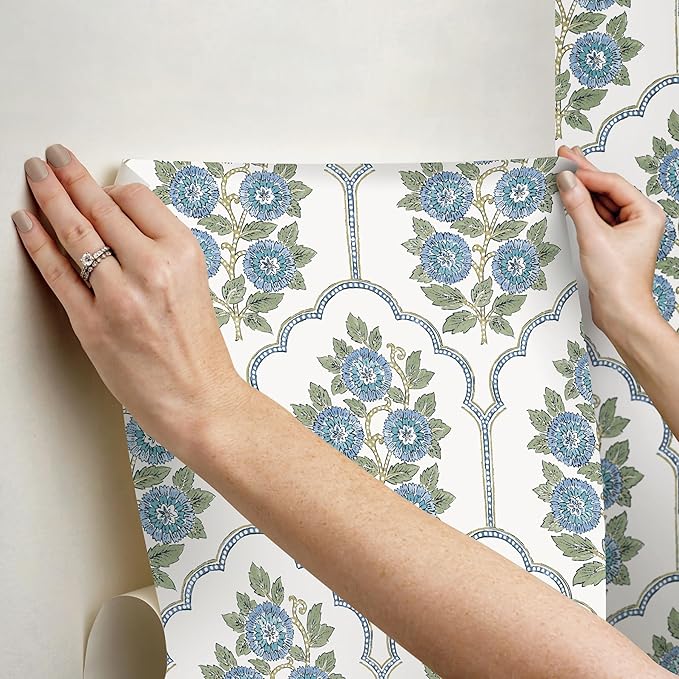 NuWallpaper x Society Social Floral Bazaar Green and Blue Peel and Stick Wallpaper, SSS6316 - Image 4