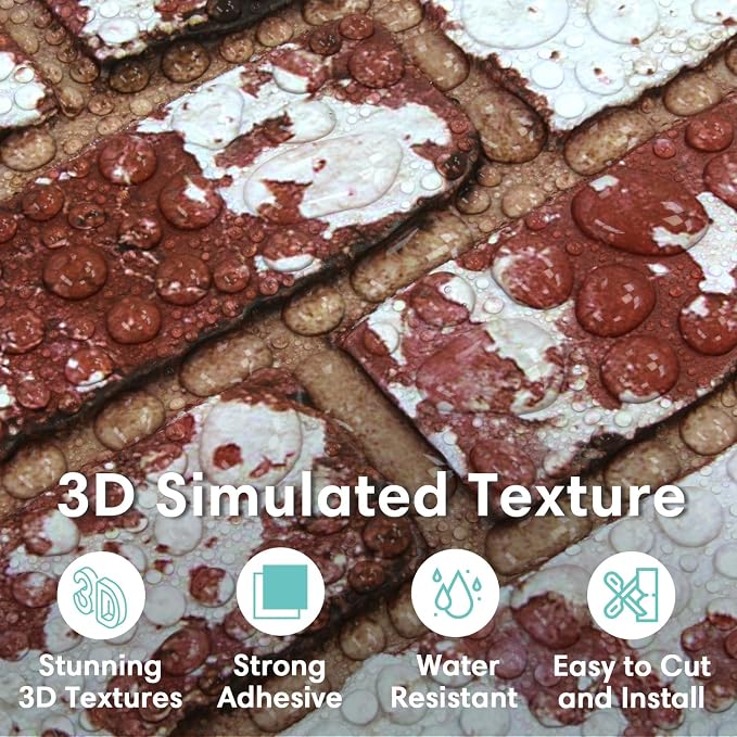 Commomy 3D Faux Brick Wall Panels Peel and Stick - 10pcs 15.74" x 11.8" | Ultralight Thin PVC 3D Wall Panels Fake Brick Paneling for Home Office,Bedroom,Quick DIY Home Decor(12.92 sq.ft) - Image 2