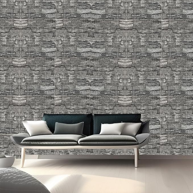 Faux Brick Wall Panels, 20 PCS, Black and Grey | 3D Wall Panels Peel and Stick, XPE Foam 3D Wallpaper, Self-Adhesive Faux Stone Wall Panels for Bedroom, Stairs, Kitchen - Image 8