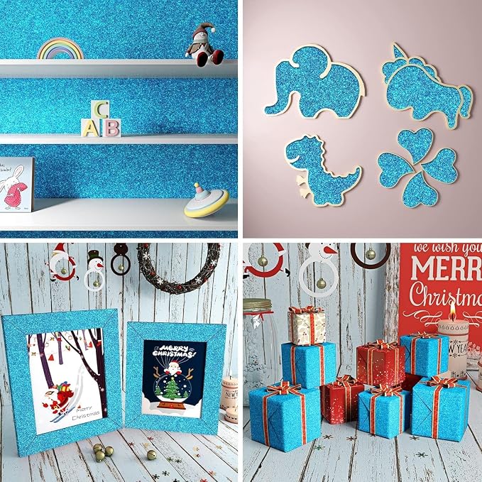 FunStick Ocean Blue Glitter Wallpaper Border Peel and Stick Removable Wall Paper Borders for Bathroom Mirror Frame Border Sticker Blue Glitter Contact Paper Border for Bedroom Walls Waterproof 3.9x200 - Image 3