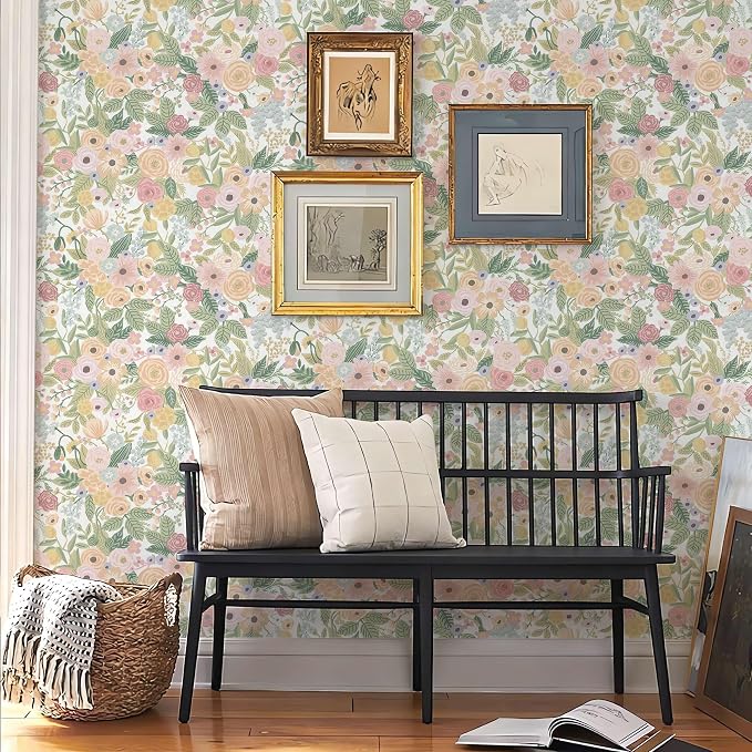 Ismoon Peel and Stick Wallpaper Boho Pink Floral Contact Paper 16.1" x 393" Removable Self-Adhesive Stick on Wall Paper for Cabinets Girls Renter Friendly Vinyl Decor - Image 4