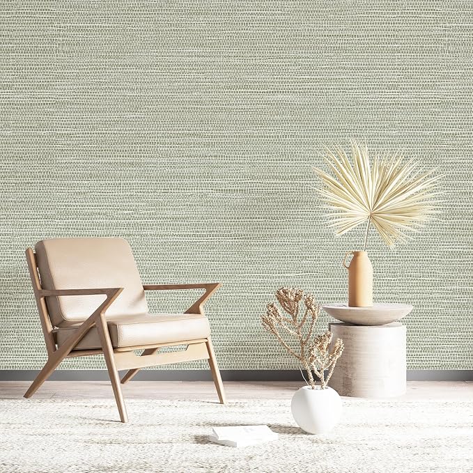 Simon&Siff Textured Grasscloth Peel and Stick Wallpaper 17.7"x394" Neutral Faux Grassweave Wallpaper Waterproof Self Adhesive Removable Wallpaper Mural for Home Decor Bedroom Kitchen Cabinet - Image 2