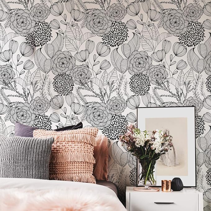 NuWallpaper Secret Garden Peel and Stick Wallpaper, Black, Removable Wallpaper, 20.5 in x 18 ft - Image 2