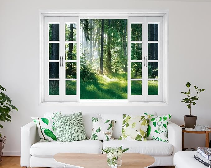FLFK Fake Window Wall Mural - Nature Scene Forest Peel and Stick Decal, 80 x 60 inches, Set of 5 Sheets - Image 5
