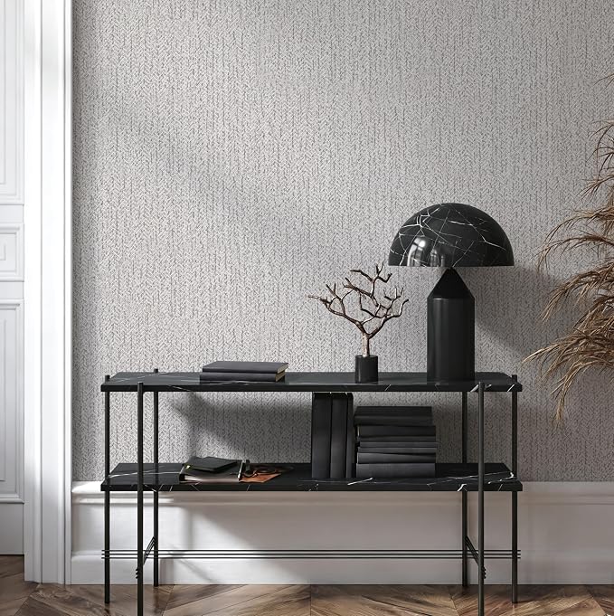 Grey Grasscloth Peel and Stick Wallpaper for Cabinets 16in x 393in | Faux Linen Vintage Wallpaper Textured Removable Wall Paper Grass Cloth Cabinets Bedroom for Cabinet Self Adhesive Vinyl - Image 6