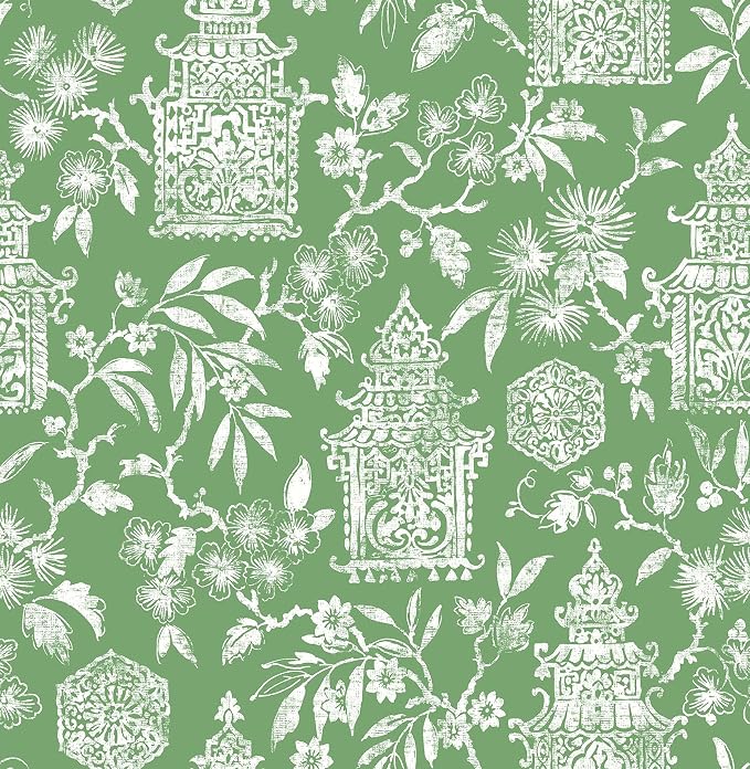 NuWallpaper Danson Peel and Stick Wallpaper, Green Boho Floral Removable Contact Paper for Walls, Self Adhesive Wall Covering for Bedroom Living Room Accent Wall by NuWallpaper