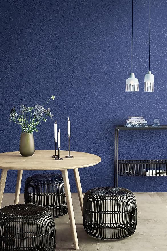 Safiyya 393"x 17.3" Wallpaper Silk Dark Blue Peel and Stick Wallpaper Dark Blue Contact Paper Self Adhesive Removable Solid Color Wall Paper for Bedroom Walls Vinyl Rolls - Image 2