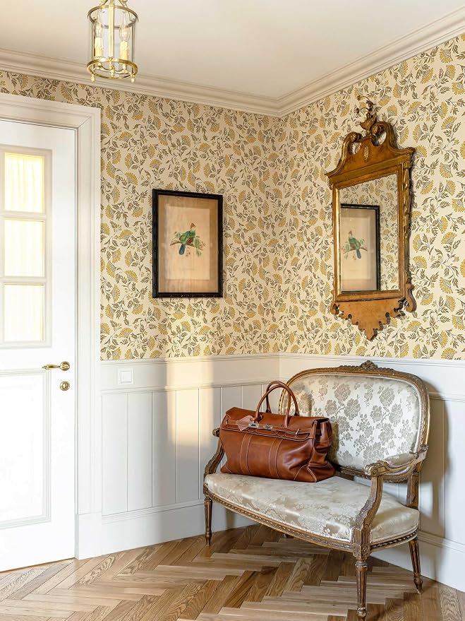 Dimoon Vintage Peel and Stick Wallpaper Floral Contact Paper Farmhouse 362×17.3" | Grandma Chic Cute Yellow Flower Wallpaper Renter Friendly Removable Wall Paper for Bathroom Kitchen Vinyl - Image 8