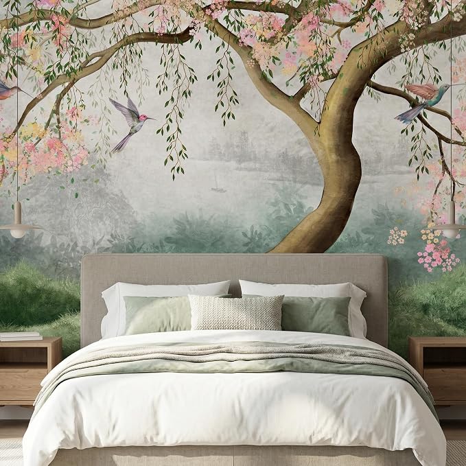 MFWFM Forest Peel and Stick Wallpaper Fantasy Forest and Bird Wall Mural | 157"x110", for Bedroom Living Room Bathroom, Self Adhesive Canvas by MFWFM