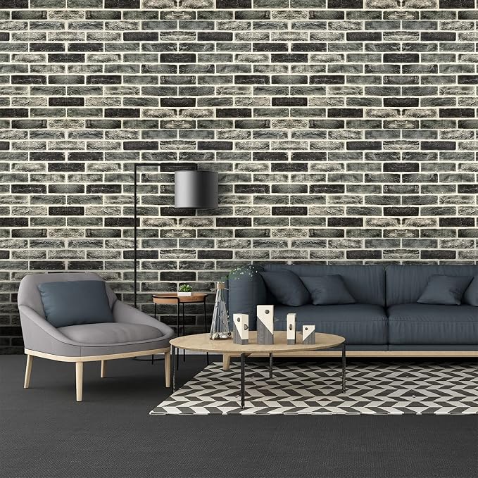 20-Pack 104 Sq.Ft 3D Wall Panels Peel and Stick 3D Faux Brick Wallpaper Peel and Stick Grey Faux Stone Wall Panel Foam Brick Self-Adhesive 3D Wallpaper - Image 4