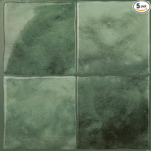 Smart Tiles Peel and stick backsplash, Zellige Moss Green, 9"x9" by SmartTiles-OriginalPeelandStickBacksplashTiles