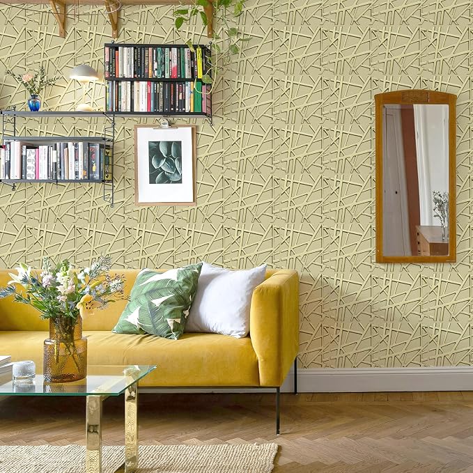 LEVOWAY 33 Pack 3D Wall Panels for Interior Wall Decor, 12''x12'' Champaign Gold Accent Textured Wall Panels, Wall Covering Panles for Living Room, Gaming Room, TV Background, Cover 32 Sq.Ft - Image 9