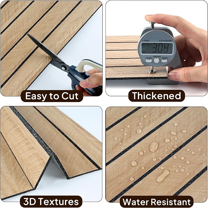 Peel and Stick Wood Wall Panels, 20 Pack, 3D Textured Faux Wood Grain | 11.8 x 7.9 in, 3mm Thick Self Adhesive Panels for Bedroom, Living Room, and Accent Wall Decor - Image 5