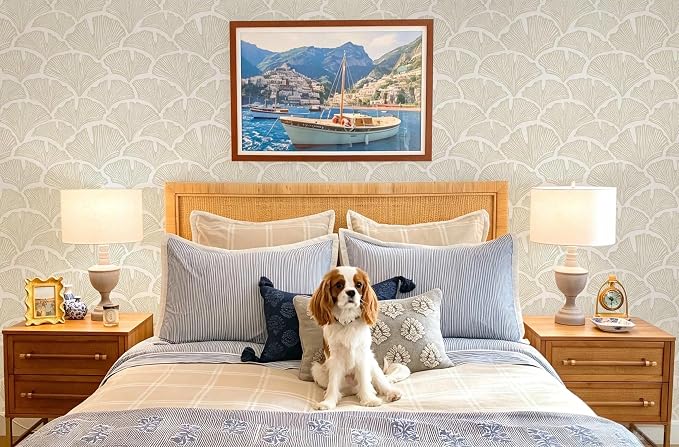 Dimoon Peel and Stick Wallpaper Boho Beige Contact Paper Neutral Cottage Wallpaper Farmhouse Leaf Morden Renter Friendly Removable Wall Paper Botanical for Bathroom Kitchen Bedroom Vinyl 362" x 17.3" - Image 5