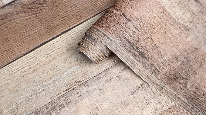 Yun-aeon Natural Wood-Cinnamon Contact Paper Peel and Stick Wallpaper | 17.3"x 200"Self Adhesive Removable Vintage Faux Wood Wall Paper Plank Shelf Home Decoration Kitchen Counter Cover - Image 6