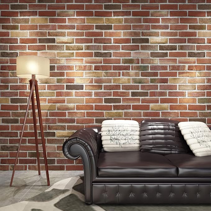 Art3d 20-Pack Durable Faux Brick Peel and Stick 3D Wall Panels, Red Brown | Coverage: 105 Sq. Ft, Waterproof, Oil-Proof, Easy to Wipe, Decorative, Ideal for Bedroom, Kitchen - Image 3