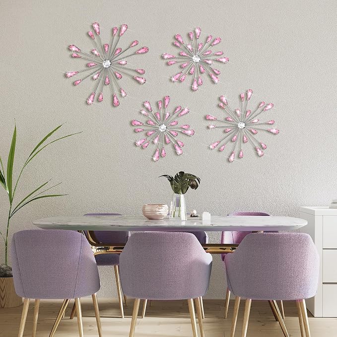 Hicarer 4 Pcs Starburst Wall Decor, Pink Wall Art - Image 3