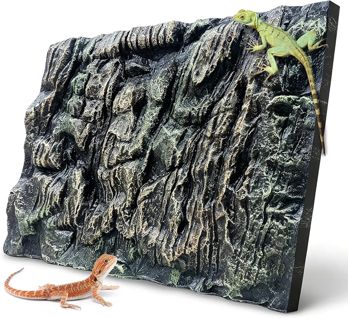 23.6x17.7in Rock Terrarium Background,3D Reptile Tank Background Board,Amphibian Stereo Backdrop Wall,Lizard Snake Gecko Spider Turtle Fish pet silo Background Decorative Panel(Paleyellow) by Sysmashing