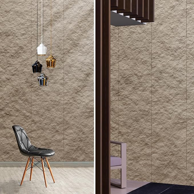 3D Faux Stone PU Wall Panels for Interior Decor, 4 Pieces, Stone Yellow | Cement Texture Accent Wainscoting Panel for Home, Office, 47.2" × 23.6" - Image 3