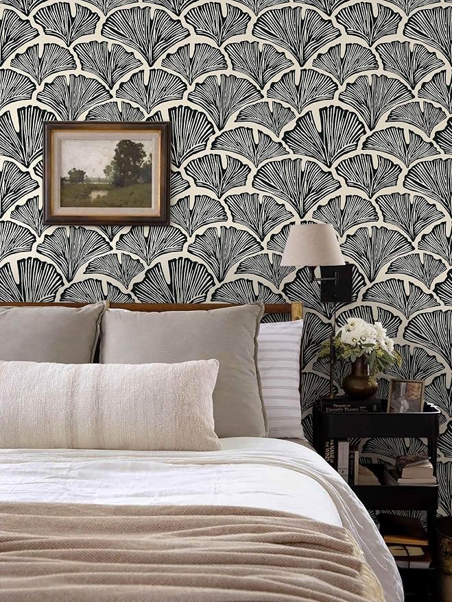 Vintage Peel and Stick Wallpaper Beige Black Wallpaper Farmhouse Cottage Leaf Contact Paper Renter Friendly Removable Wall Paper Botanical for Cabinets Bathroom Kitchen Laundry Vinyl 394" x 17.3" - Image 2