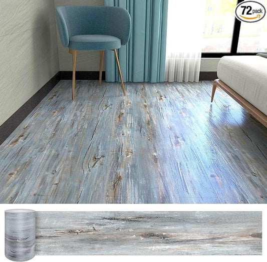 Peel and Stick Floor Tile, Waterproof Wood Grain Look Floor Tile,36" x 6", Self-Adhesive DIY Flooring Tiles for Kitchen,Living Room, Bedroom（72 Pack 108Sq.Ft，Mediterranean） | 72-Pack 108 Sq.Ft, Self-Adhesive Laminate Vinyl Tiles,Realistic Wood Grain fo... by Lareko