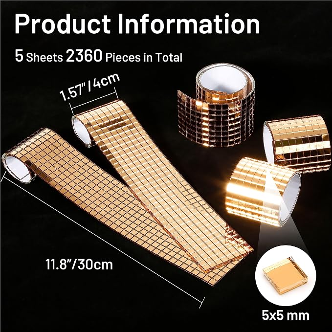 PP OPOUNT 2360 PCS Disco Ball Tiles, 5 x 5 mm Self-Adhesive Disco Tiles - Image 4