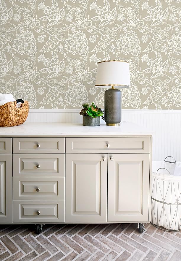 Hopepak Vintage Floral Peel and Stick Wallpaper Botanical Contact Paper Retro Self - Adhesive Removable Waterproof Wall Paper Decor for Bedroom Bathroom Easy DIY Home Upgrade 17.3" x 78.7" - Image 5