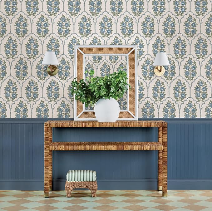 NuWallpaper x Society Social Floral Bazaar Green and Blue Peel and Stick Wallpaper, SSS6316 - Image 2