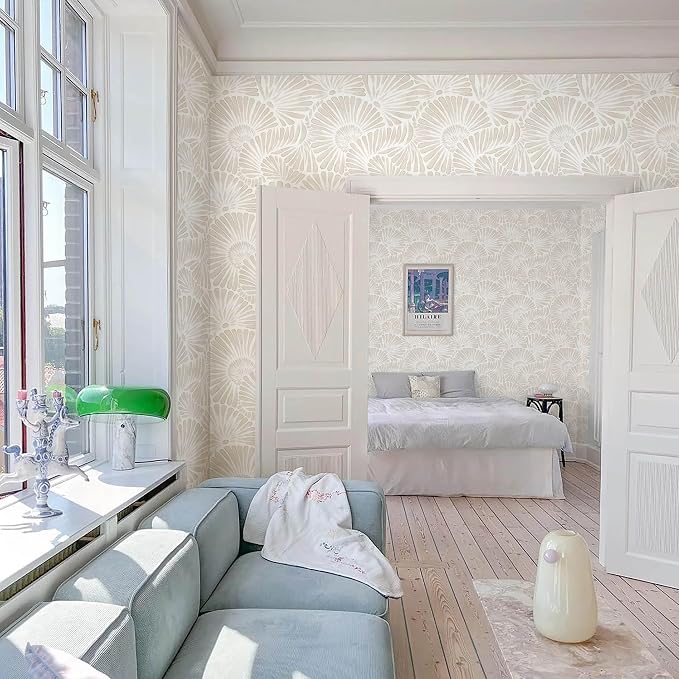 Ismoon Beige Wallpaper Peel and Stick Wallpaper Boho 17.3in x 16.4ft Neutral Removable Modern Geometric Wall Paper for Bathroom Bedroom Nursery Home Wall Waterproof Vinyl - Image 6