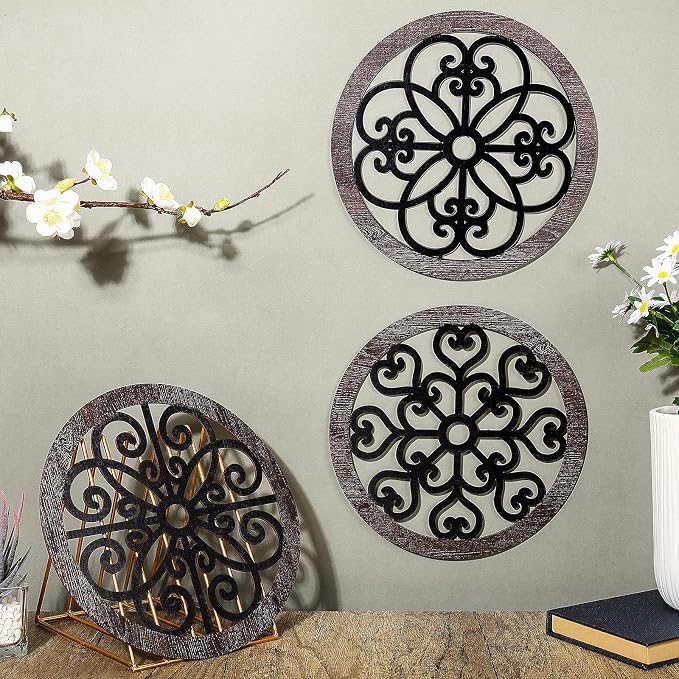 Blulu 3 Pieces Thicken Rustic Wall Decor Farmhouse Wall Art Decor Wood Hanging Decoration for Living Room Bedroom Home Indoor Outdoor Office(Classic Style) - Image 2