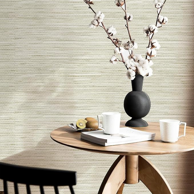 Simon&Siff Cream Textured Grasscloth Peel and Stick Wallpaper 17.7"x394" Neutral Faux Grassweave Wallpaper Waterproof Self Adhesive Removable Wallpaper Mural for Home Decor Bedroom Kitchen Cabinet - Image 7