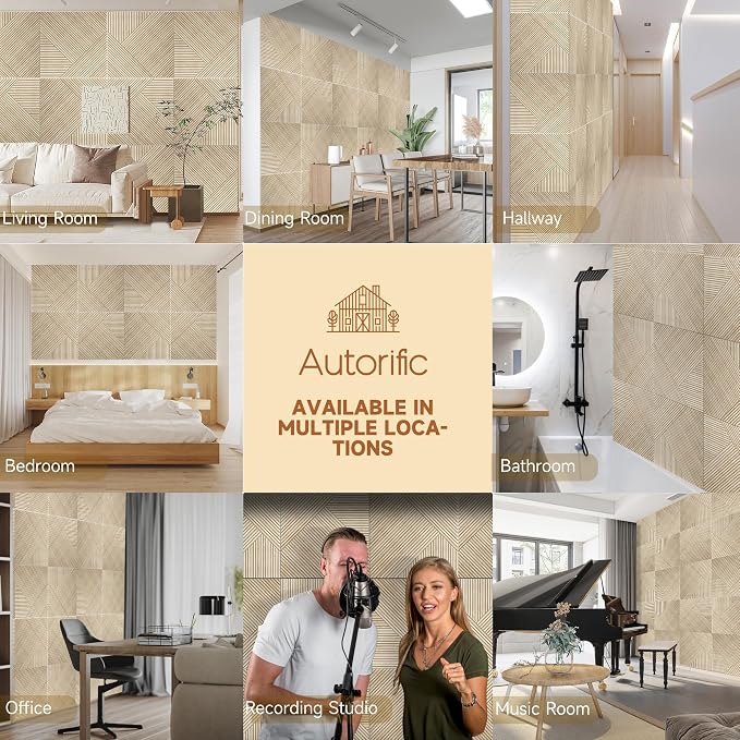 Acoustic Wall Panels,6 Pack,23.6"x23.6" Sound Panels,Rustic Oak | Peel and Stick Wall Panels,Decorative 3D UV Printing with Wood Print,High-Density 100% Polyester Fiber Soundproof Wall Panels - Image 7