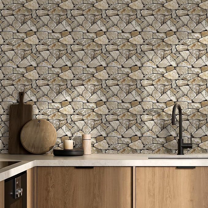 Commomy Faux Stone Peel and Stick 3D Wall Panels 10 Pcs 11.8" x 11.8" | Ultralight Thin PVC Printable Faux Rock Wall Covering Decorative Tiles for Living Room,Fireplace(Covers 9.7 sq.ft) - Image 9