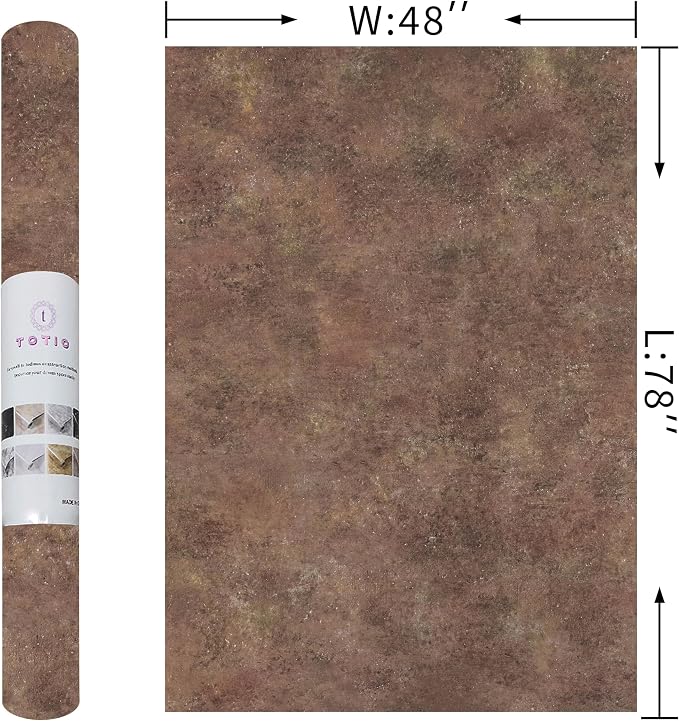 48x78in Extra Wide Concrete Wallpaper Peel and Stick Retro Brick Red Granite Countertop Contact Paper Brown Rock Wall Paper Matte Thicken Bubble-Free Design Waterproof Self-Adhesive Vinyl Wall Sticker - Image 7