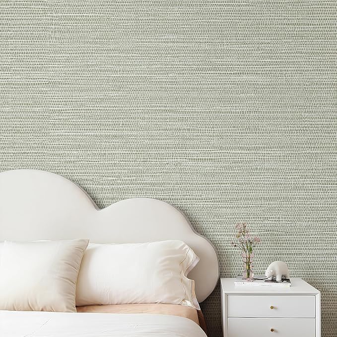 JiffDiff Grasscloth Wallpaper Peel and Stick Cream Grassweave Peel & Stick Textured Wallpaper Self Adhesive Contact Paper 17.3"x472" - Image 4
