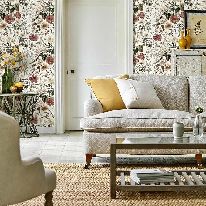 Livebor Vintage Floral Wallpaper Peel and Stick for Bathroom16.9 x 196.8" | Vintage Floral Contact Paper Flower Peel and Stick Wallpaper for Cabinets Waterproof Boho Self Adhesive Removable Decorative - Image 4