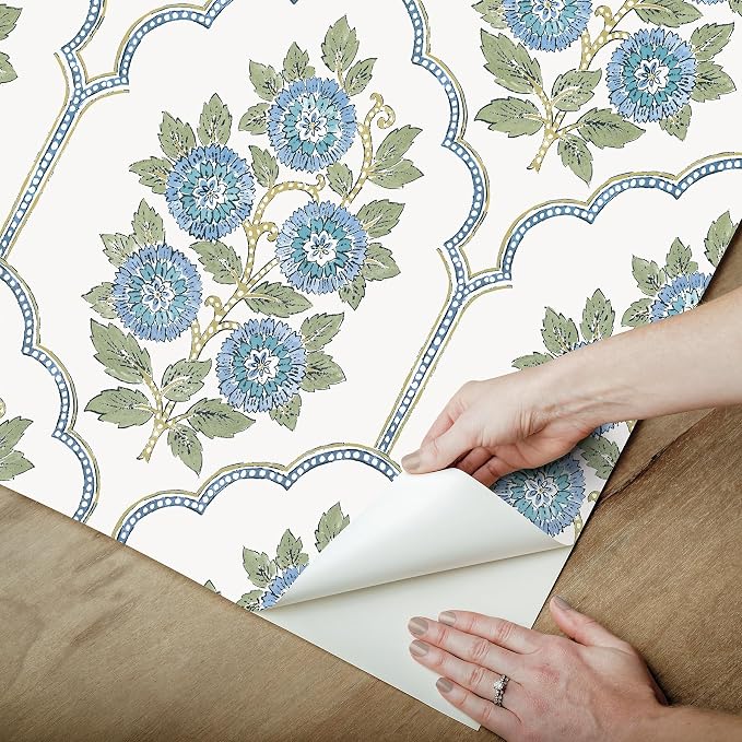 NuWallpaper x Society Social Floral Bazaar Green and Blue Peel and Stick Wallpaper, SSS6316 - Image 5